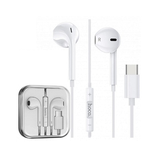 Hoco Earphones M80 Original Series with mic and one button operation control Type C Jeck 1.2m White